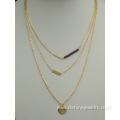 Gold Plated Beaded Chunky Chain Necklace With Tiny Pendant